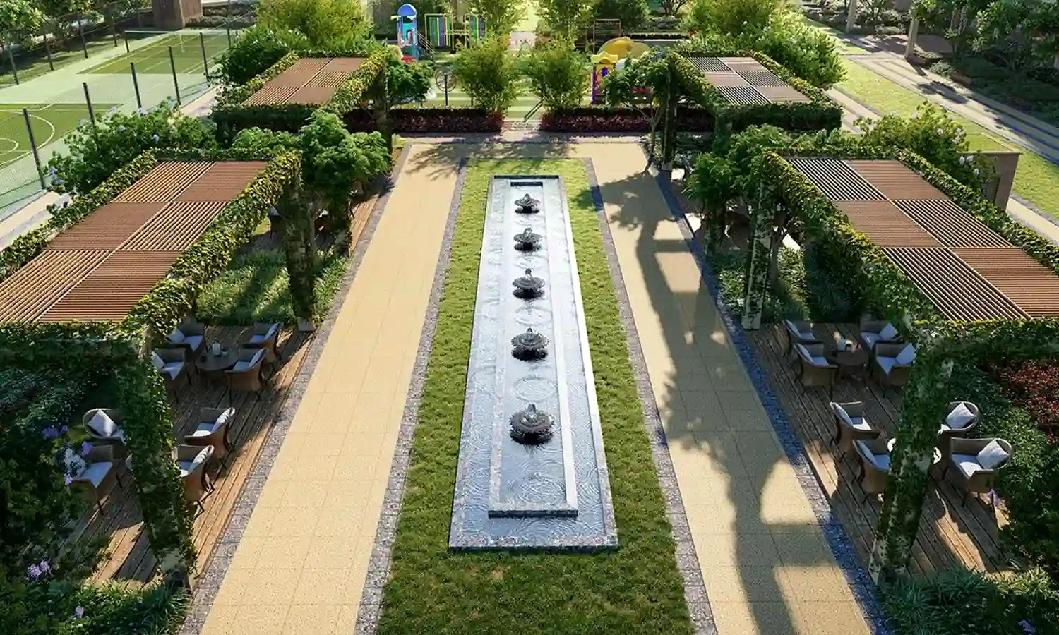 Godrej Majesty landscaped courtyard